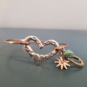 Copper and Silver Western Style Heart Bracelet